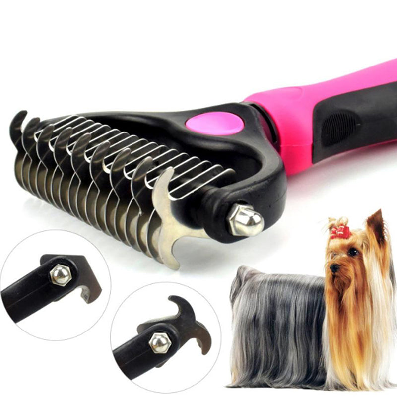 Comb-On!™ Pet Grooming Tool - 2 Sided Undercoat Rake for Cats Dogs Brush - Safe Dematting Comb for Easy Mats Tangles Removing